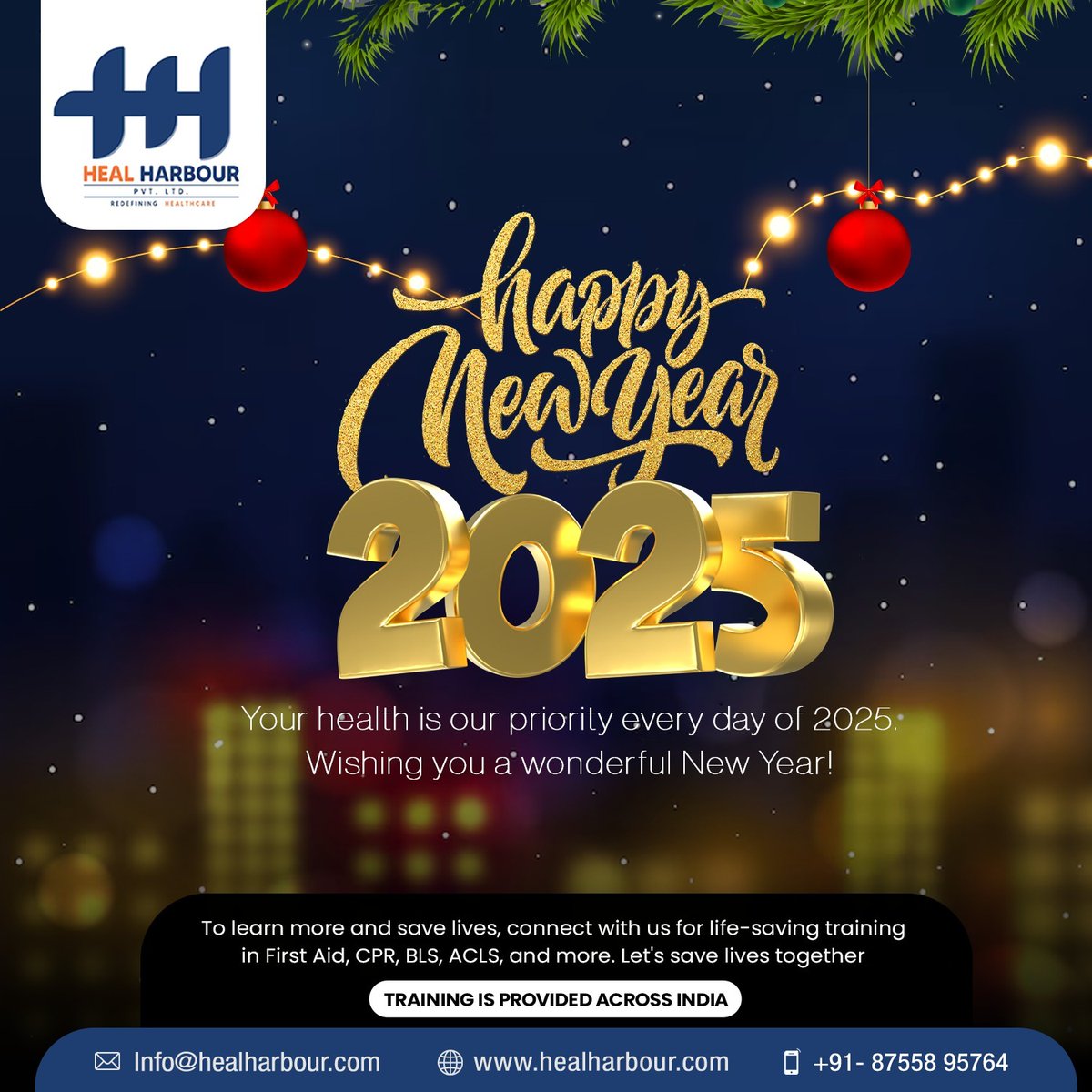 HarbourHeal's tweet photo. Happy New Year🎉
.
.

Heal Harbour wishes you a wonderful and healthy New Year 2025! 🎊
.
.
.
.
#HappyNewYear #NewYear #HappyNewYear2025 #HealthPriority #NewYearWishes #HealHarbour #HealHarbourPvtLtd #Uttarakhand #BLS #HealHarbour #Healthcare https://t.co/I2ftGUJgWg
