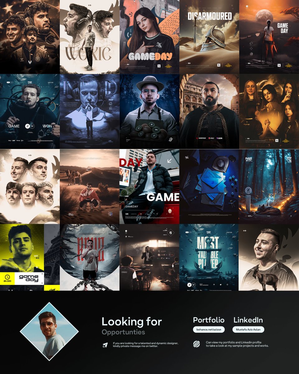 💼 Looking for Opportunties   ╴

If you are looking for a talented and dynamic designer, kindly private message me on twitter.

🔗 be.net/azizsn

Likes and Rt's appreciated 👑