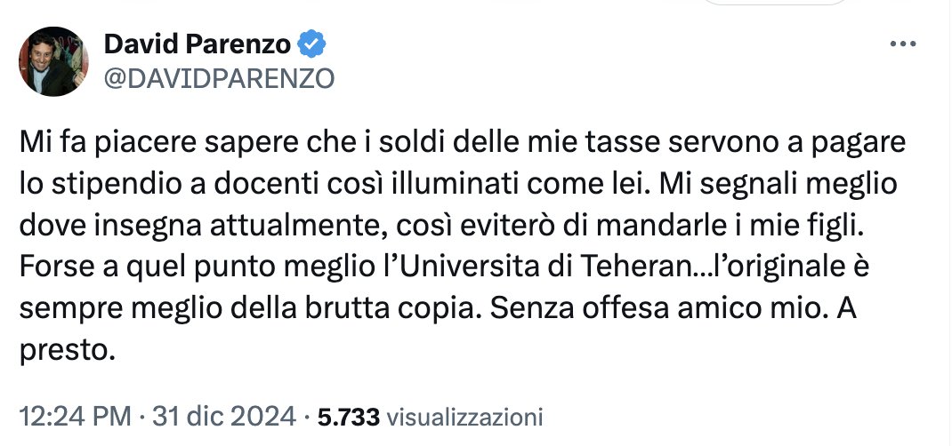 orsiniufficiale's tweet photo. Caro Parenzo, il problema di certi figli non sono i professori, ma i genitori. Con affetto compassionevole. https://t.co/Pud1s16HOO