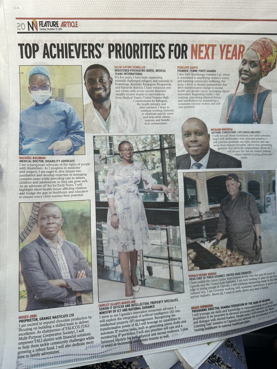 Honored to be featured among #TopAchivers in <a href="/newvisionwire/">The New Vision</a> 💃🏻🥰

As we step into 2025, I’m committed to highlighting silent health issues affecting children and advocating for early years prioritization.  #ActForEarlyYears 

Happy New Year 🎆