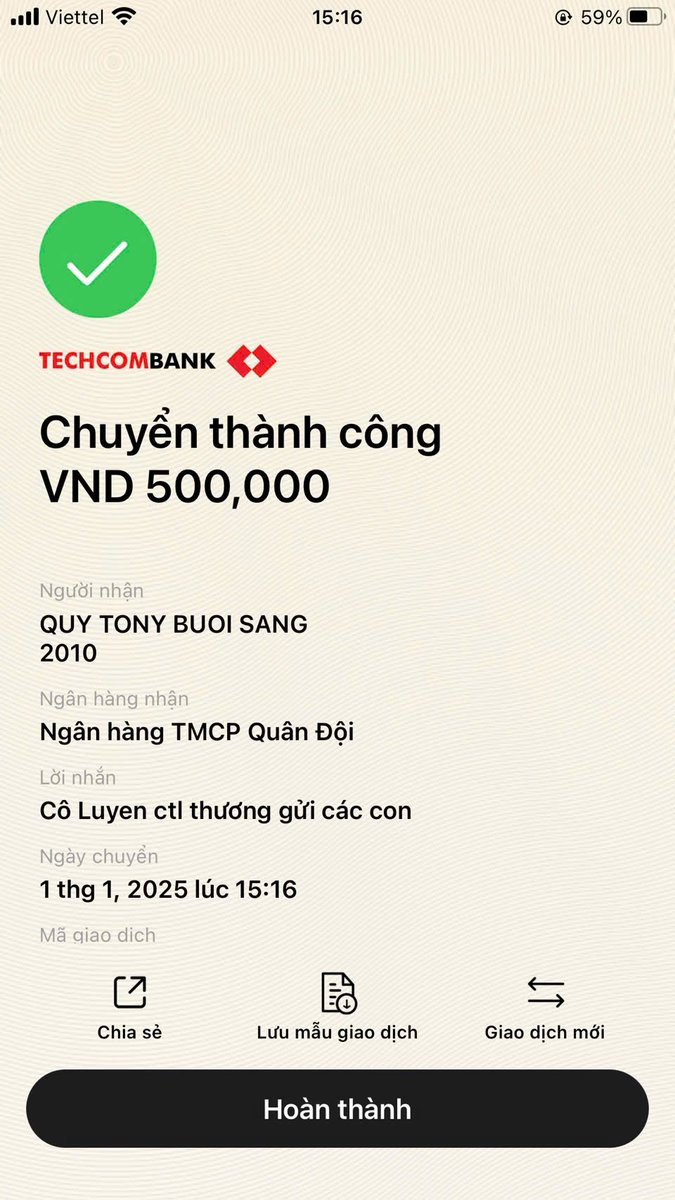Cô Luyện ctl chúc các con năm mới nhiều niềm vui và hạnh phúc!
1/1/2025. 
Chúc các anh chị em con Dượng tại thị trấn X thành công và hạnh phúc và may mắn!
 Chúc các anh chị đồng hành cùng quỹ tony buổi sáng thật nhiều sức khỏe, kinh doanh thịnh vượng. Thu