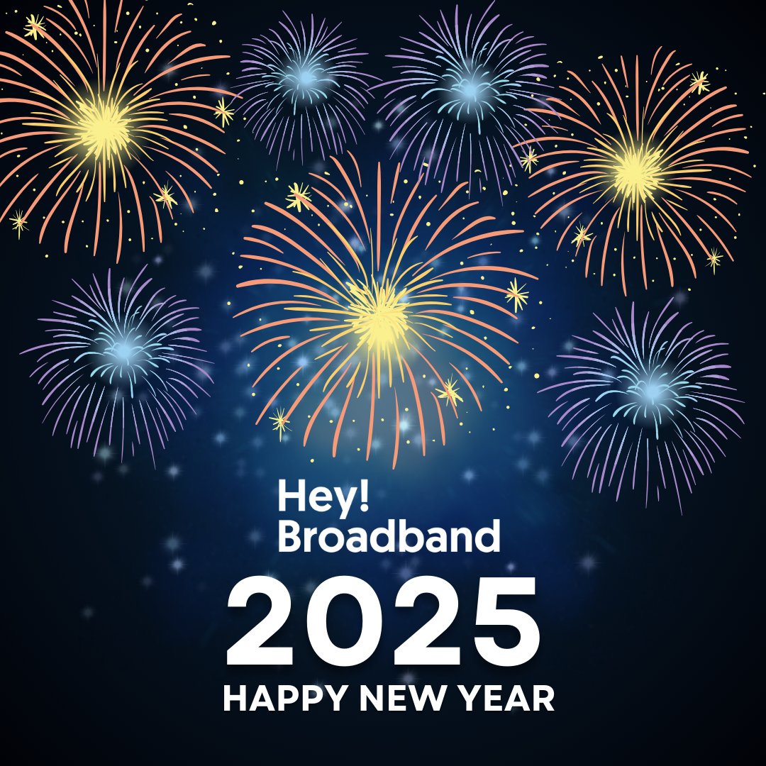 Here's to 2025, Wishing you a happy new year from Hey! Broadband 🎊
We are looking forward to the year ahead connecting more homes and spreading the Full Fibre feeling! #HappyNewYear #NewYear2025 #FullFibre