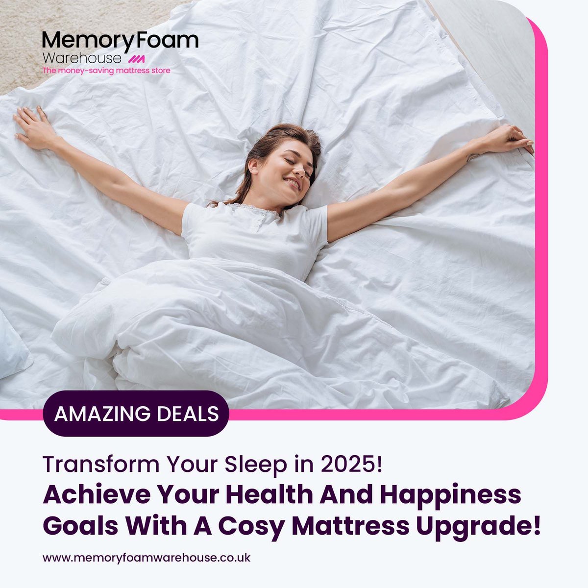 MemoryFoamWH's tweet photo. 🛏️ New Year’s Resolution: Sleep Better! Invest in your health and happiness by upgrading to a memory foam mattress this year. It’s time for restful nights and brighter mornings! 🌟 #SleepGoals #MemoryFoamWarehouse https://t.co/NHXSrbjvC9