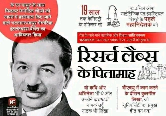 रिसर्च लैब्स के पितामाह, विश्व प्रसिद्ध वैज्ञानिक #कायस्थ रत्न शान्ति स्वरूप भटनागर जी के पूण्यतिथि पर शत शत नमन