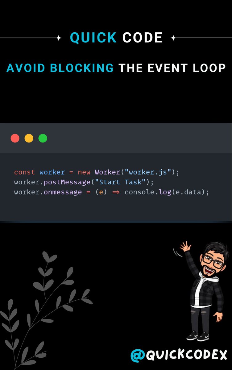 quickcodex's tweet image. 🎯 JavaScript Performance Optimization
💡 Only compute values when needed by using closures.
Follow @quickcodex for daily updates. Let’s optimize together! 💻
#JavaScript #WebDev #QuickCode #buildinpublic #learning