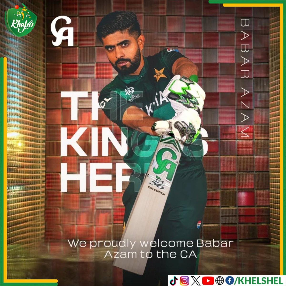 khelshel's tweet photo. Babar Azam will use CA Sports English willow's bat after ending the partnership with Grey Nicolls.

#Cricket | #Pakistan | #BabarAzam | #Lahore | #CASports https://t.co/zJV4qxjpqr