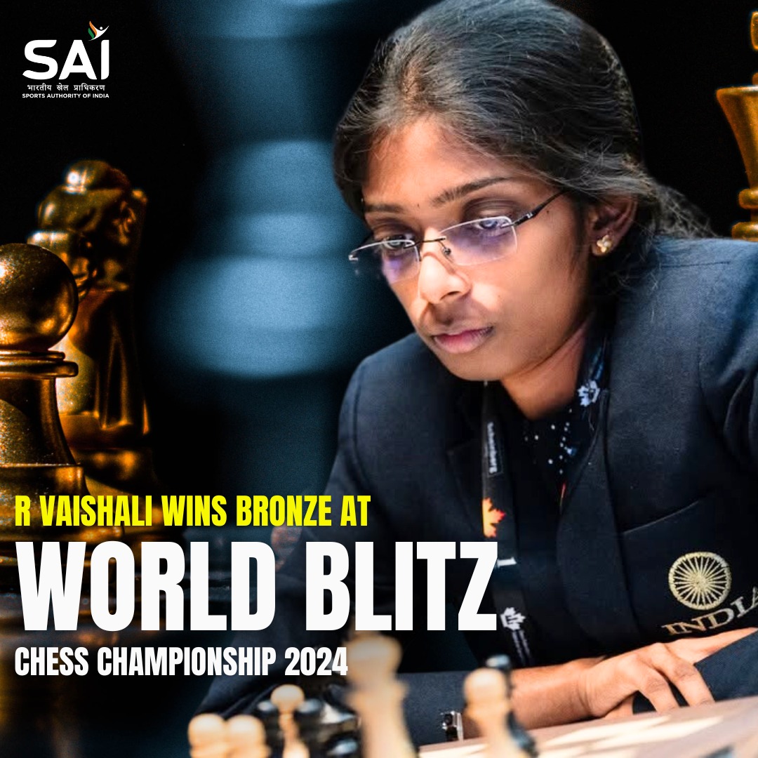 Talented #Chess♟️ player Vaishali Rameshbabu shines on the international stage,  bagging a #Bronze🥉 at World #Blitz Chess Championship.

What a fantastic way to kick off 2025 for #IndianChess!🥳

#IndianChess #Sports #IndianSports #Champion #WorldChampionship