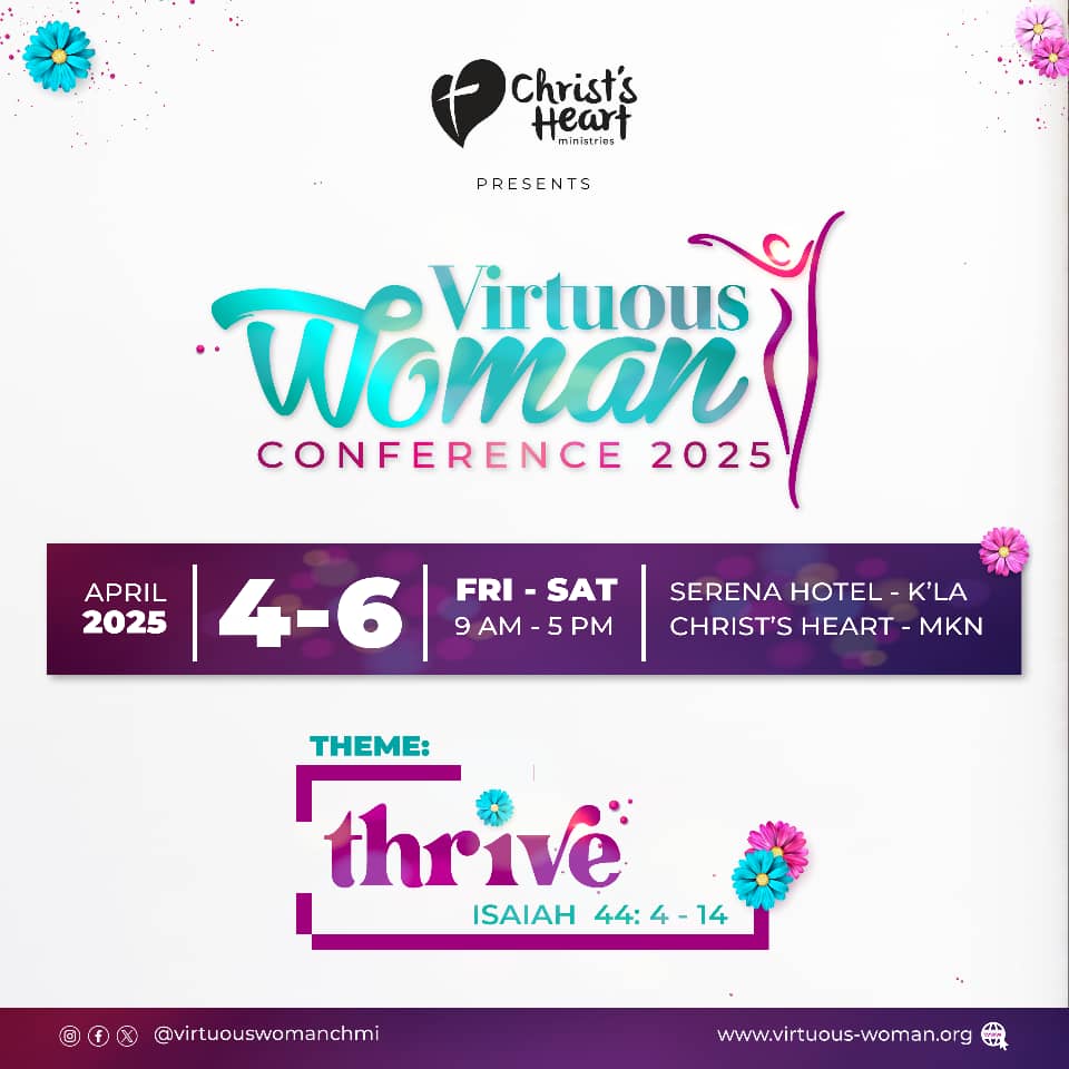 Welcome to 2025!! This is your year to shine🌸
Start the year with purpose by marking your calendars for The Virtuous Woman Conference 2025.

📅 Dates: April 4th–6th, 2025  
🌸 Theme: Thrive [Isaiah 44: 4-14]   
#VirtuousWoman2025  
#SaveTheDate  
#Thrive