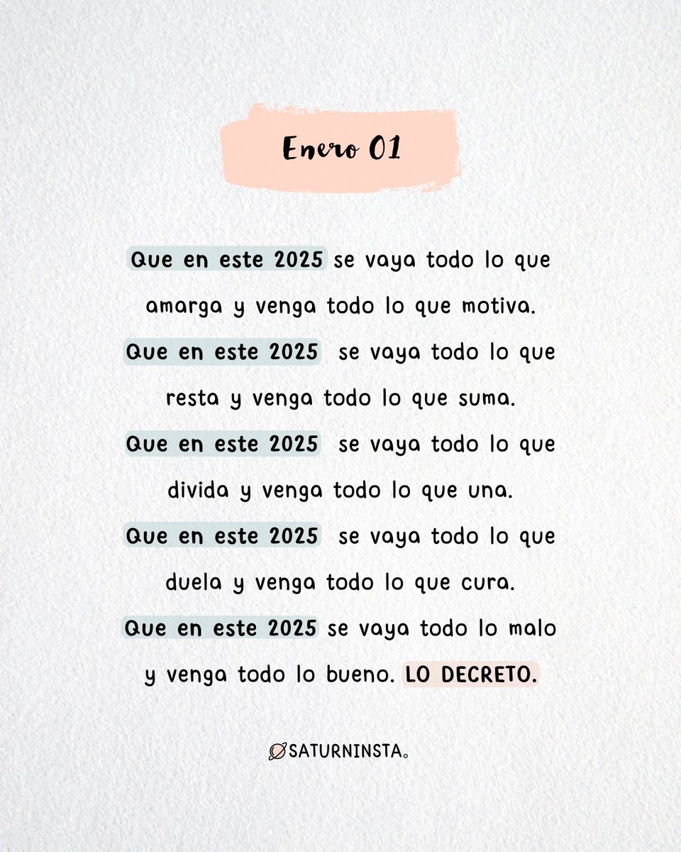 saturninsta's tweet image. Que en este 2025 se vaya todo lo malo y venga todo lo bueno. 🙏