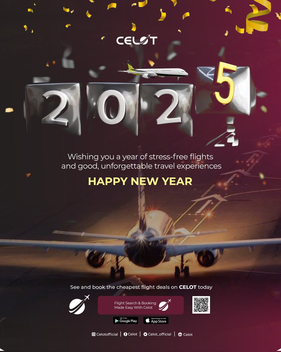 celot_official's tweet photo. Happy New Year! 🎊 
Thank you for always choosing Celot. 

#celot #happynewyear #2025 #flightbookingapp #HappyNewYear2025 Welcome 2025 https://t.co/SBiLQphX7D