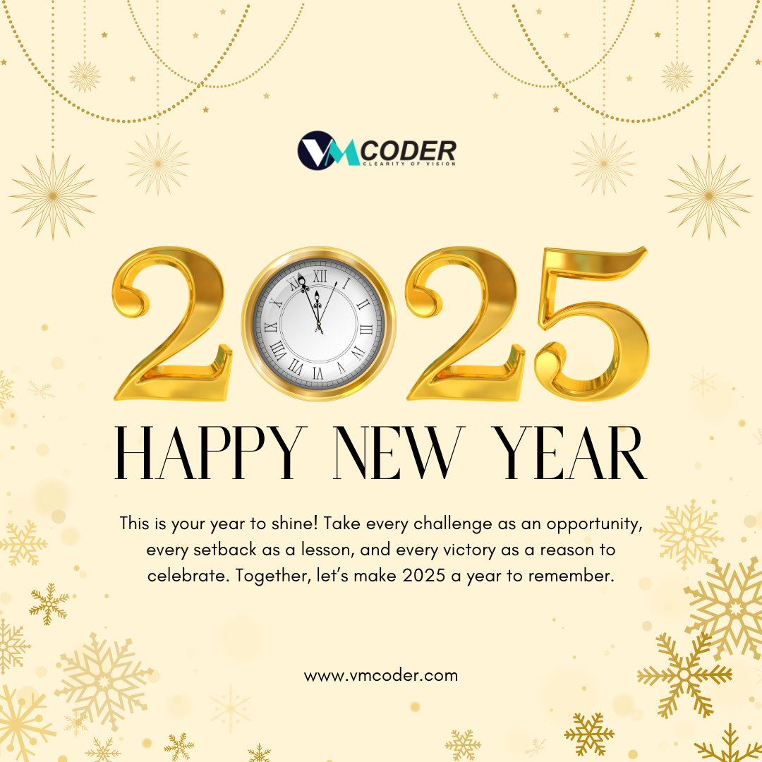 coder_vm's tweet image. ✨ A new year, a new chapter, and endless possibilities! Here's to growth, success, and making every moment count in 2025. Let's work hard, dream big, and achieve more together. Wishing you a prosperous and fulfilling New Year! 🎉🌟  
#HappyNewYear2025 #NewYearNewGoals