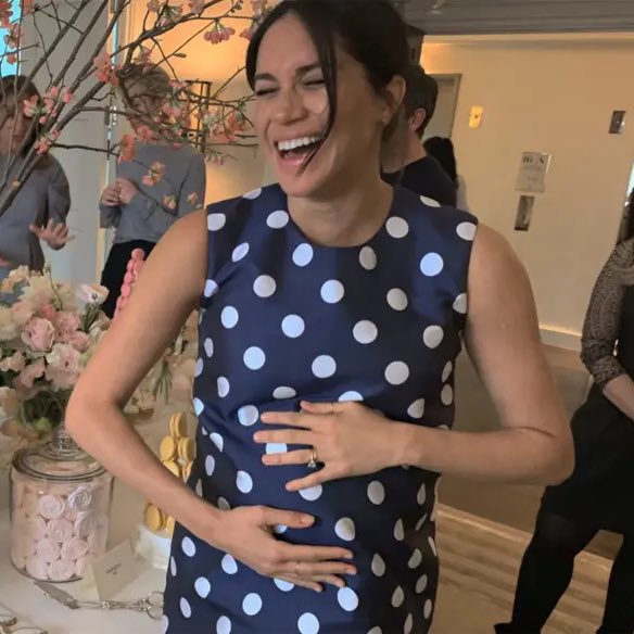 Meghan, supposedly depressed and suicidal, was laughing hysterically during her £160,000 baby shower with a face that looked frozen by Botox. What expectant mother would risk Botox instead of prioritising her baby’s safety? Just another reason to doubt she was ever pregnant.