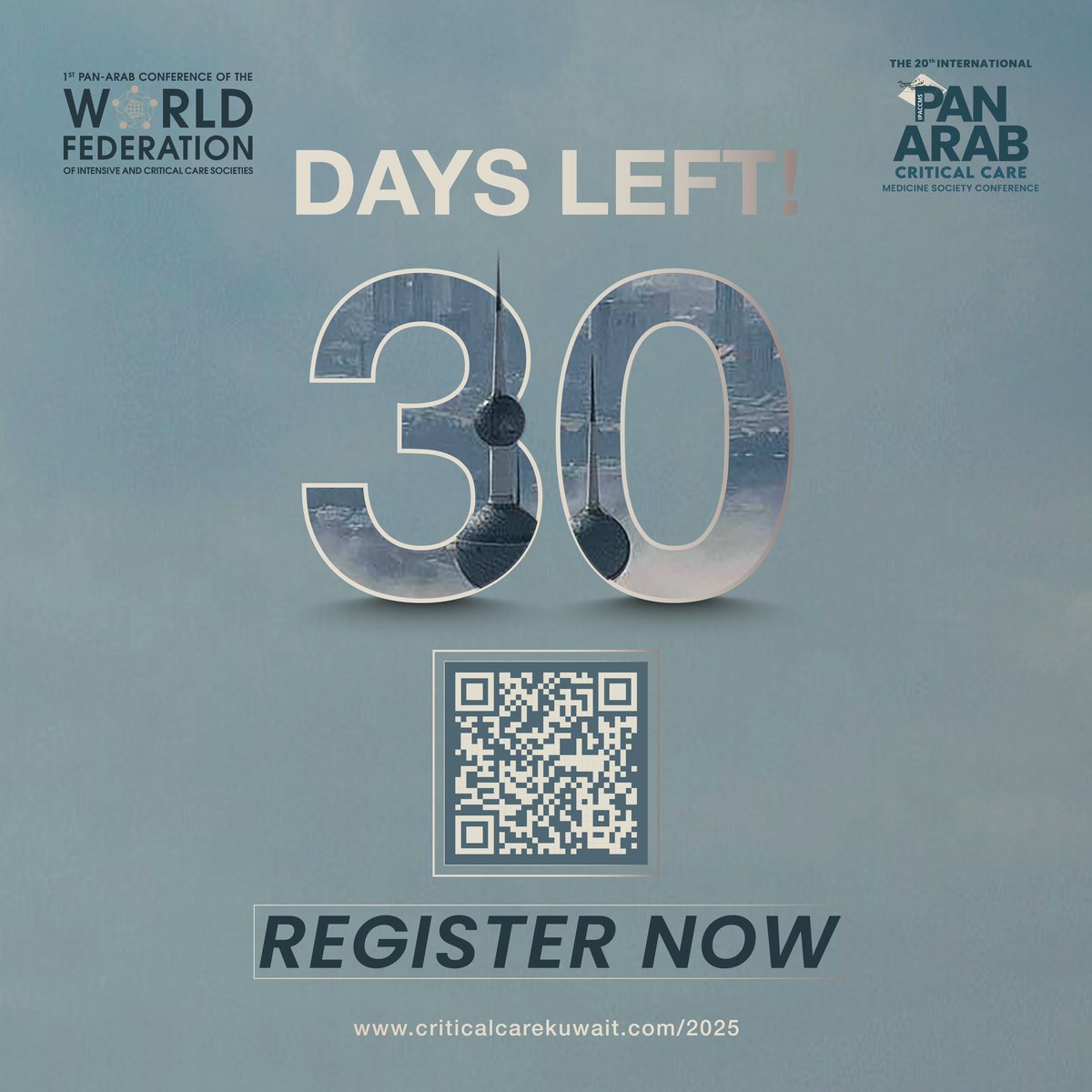 Happy New Year &amp; 30 days to go to the largest critical care conference that will ever be hosted in Kuwait , the 20th International Pan Arab Critical Care Medicine Society Conference &amp; 1st Pan Arab Conference of the <a href="/WFICCcomms/">WFICC</a>. Details @ criticalcarekuwait.com/2025 <a href="/CriticalCareQ8/">CriticalCareKuwait</a>