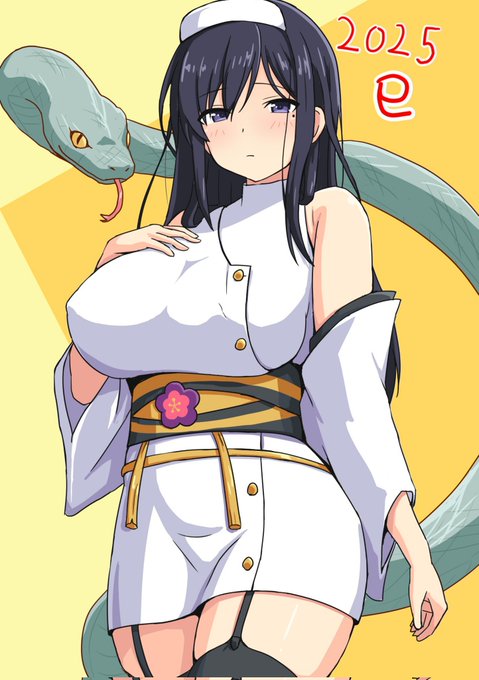 あけおめ"巳"さきさん
\\\\٩( 'ω' )و ////
 #アリスギア
#アリスギアお絵かき

着物かと思ってたら違うし...
実装して?
(੭ ᐕ)) 