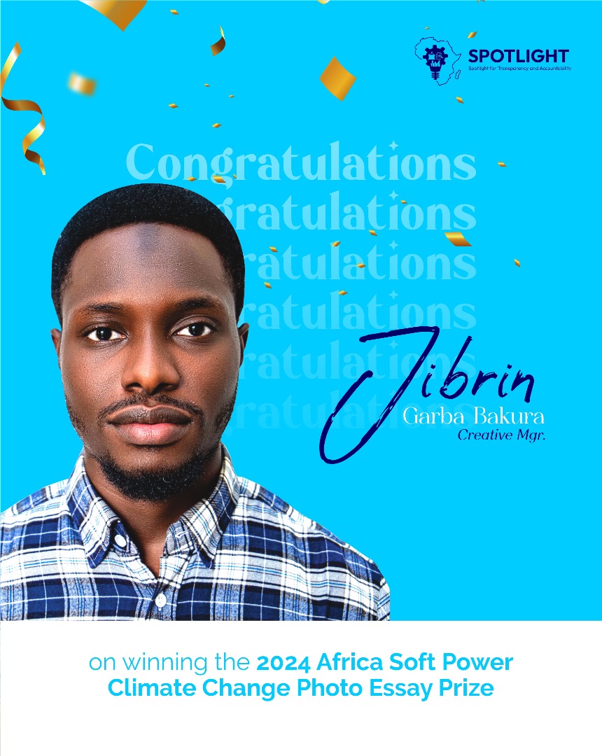 The Spotlight NG (@spotlight4ta) on Twitter photo Exciting News 🎉🎉🎉
Congratulations <a href="/garbajb/">Garba Bakura</a> our Creative Manager for winning 2024 Africa Soft Power Climate Change Photo Essay Prize.
This is testament to our commitment of building and investment in our team and next generation to leaders.
Congratulations 🎉🎉🎉 Exciting News 🎉🎉🎉
Congratulations <a href="/garbajb/">Garba Bakura</a> our Creative Manager for winning 2024 Africa Soft Power Climate Change Photo Essay Prize.
This is testament to our commitment of building and investment in our team and next generation to leaders.
Congratulations 🎉🎉🎉