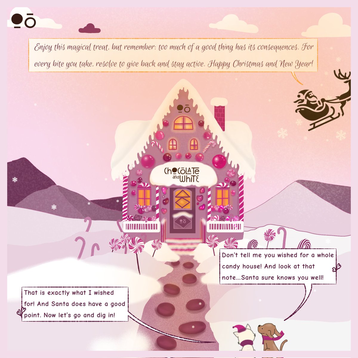 ChocolateNWhite's tweet photo. A sweet wish, a sweeter lesson: here's to a joyful and balanced new year! 
.
.
.
.
.
#chocolate #chocolates #chocolateandwhite #christmas #christmaswish #puppy #kitten #comic #candy #candyhouse #happynewyear #newyearresolution #2025 #santa https://t.co/CLm4woCPl2