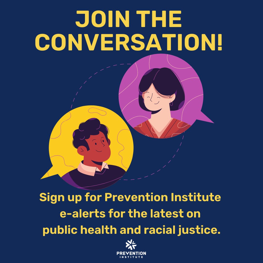 Prevention Institute (@preventioninst) on Twitter photo New year, same goal: championing racial justice and health equity in all communities.
ow.ly/el4i50THjGb
#RacialJustice #PublicHealth New year, same goal: championing racial justice and health equity in all communities.
ow.ly/el4i50THjGb
#RacialJustice #PublicHealth