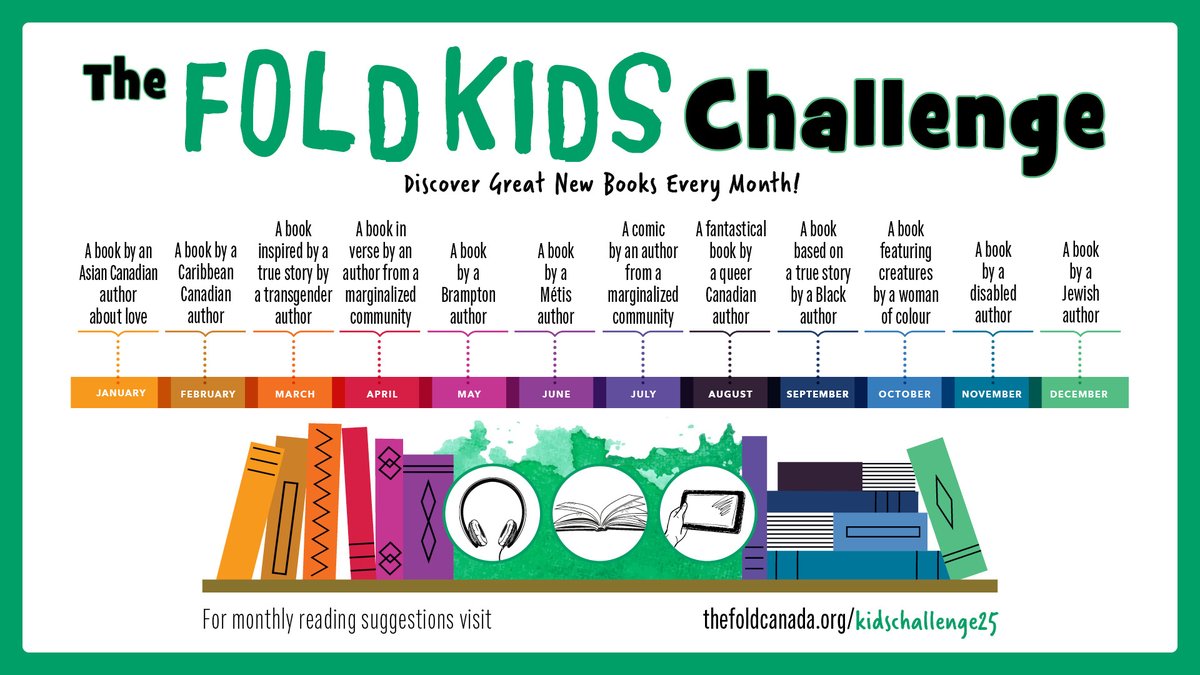 NEW FOLD Kids Reading Challenge! In 2025, we're recommending three titles for kids and teens every month based on a theme. Are you ready for the challenge? #FOLDChallenge

For the full 12 month list of prompts: thefoldcanada.org/kidschallenge25