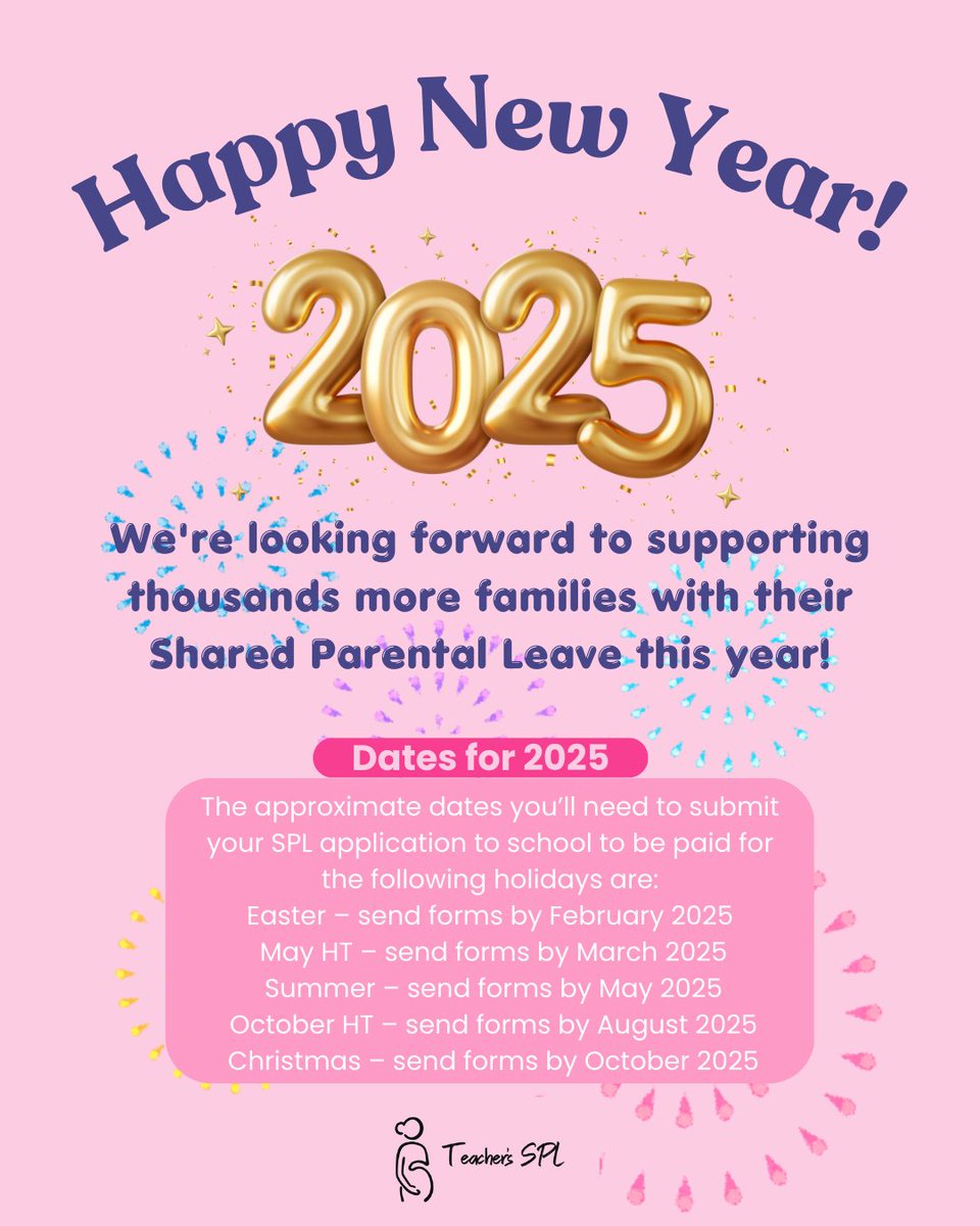 Happy New Year 🎉 If you started your maternity leave in the second half of 2024, it's not too late to take Shared Parental Leave! teachersspl.co.uk #sharedparentalleave #teacher #teacherlife #education #teacherworklifebalance #teachertwitter