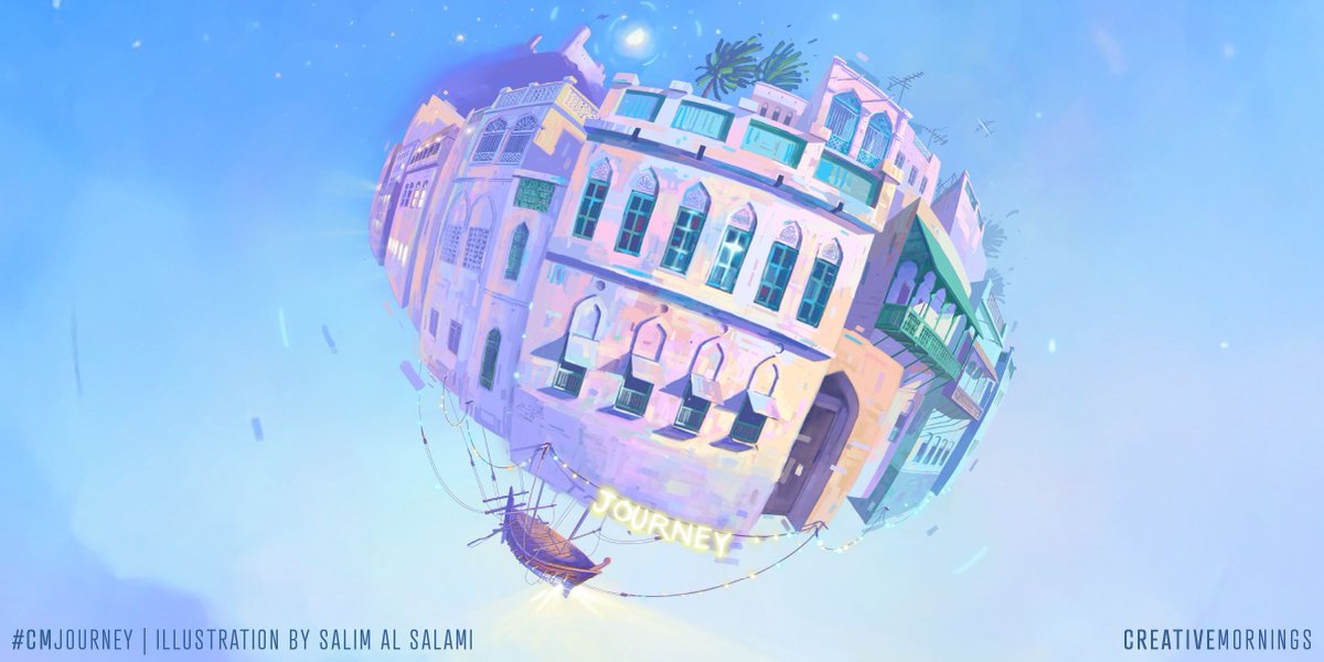 January’s global theme is JOURNEY. It was chosen by our Muscat chapter in Oman and illustrated by Salim Al Salami. creativemornings.com/blog/january-t… Travel to a fresh perspective with this month’s hashtag: #CMjourney