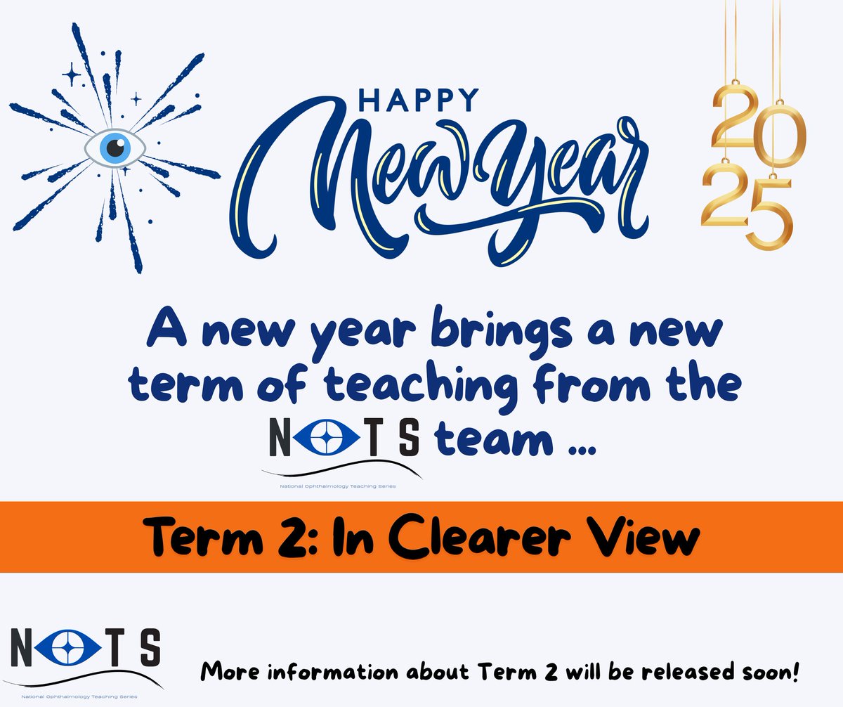 NatOphthalTeach's tweet photo. A new year brings a new term of teaching from the NOTS team ... 👀

Term 2: In Clearer View 👁

More info about Term 2 to be released soon! 

#ophthalmology #teaching #medstudent #medicaleducation #medicine #ophthalmologist #learn #eyes https://t.co/ldgO3UABQz
