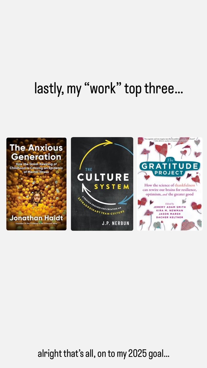 Alright, my goal was 55 but 52 isn’t bad! Here is all the books, my top five, others that were in the running and my top three “work” books. On to 2025! #whatshouldireadnext