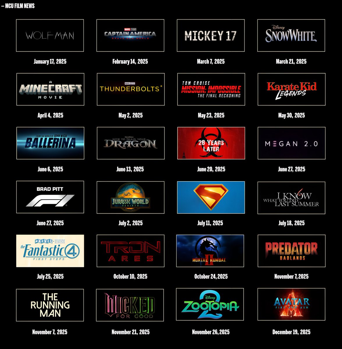MCUFilmNews's tweet photo. BLOCKBUSTERS OF 2025 🍿

Which film are you most excited for? https://t.co/DzXLq4rpKc