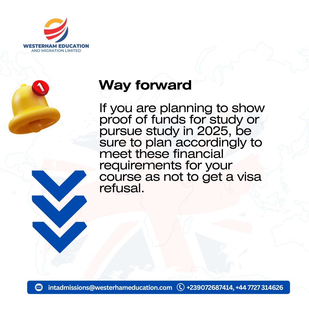 westerhamedu's tweet image. The UKVI has announced an increase in proof of funds requirements for 2025!

Don’t let this catch you off guard—ensure your application is airtight with our guidance. 

#westerhameducation
#migratewithus #migrationtips #ukstudyvisa🇬🇧 #ukmigration

instagram.com/p/DDzw4jAAQ_y/…