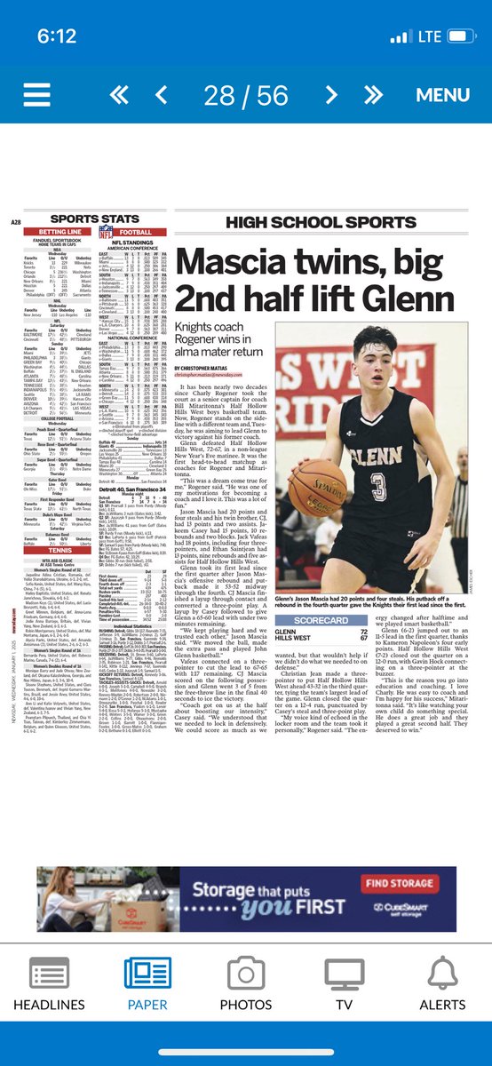 Mascia twins , big 2nd half leads the Knights to victory!!