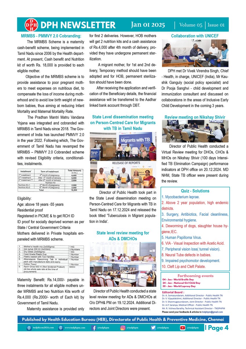 Directorate of Public Health & Preventive Medicine (@tndphpm) on Twitter photo DPH NEWSLETTER - VOL 05 ISSUE 01
Drive Link - drive.google.com/file/d/1shjPrh…
<a href="/CMOTamilnadu/">CMOTamilNadu</a> <a href="/mkstalin/">M.K.Stalin</a> <a href="/Subramanian_ma/">Subramanian.Ma</a> <a href="/supriyasahuias/">Supriya Sahu IAS</a> <a href="/DrSelvaTN/">Selva</a> <a href="/NHM_TN/">National Health Mission - Tamil Nadu</a> <a href="/UNICEFIndia/">UNICEF India</a> @icmrnirt <a href="/UNDP_India/">UNDP India</a> <a href="/TNDIPRNEWS/">TN DIPR</a> <a href="/chennaicorp/">Greater Chennai Corporation</a> <a href="/icmr_nie/">ICMR - National Institute of Epidemiology</a> DPH NEWSLETTER - VOL 05 ISSUE 01
Drive Link - drive.google.com/file/d/1shjPrh…
<a href="/CMOTamilnadu/">CMOTamilNadu</a> <a href="/mkstalin/">M.K.Stalin</a> <a href="/Subramanian_ma/">Subramanian.Ma</a> <a href="/supriyasahuias/">Supriya Sahu IAS</a> <a href="/DrSelvaTN/">Selva</a> <a href="/NHM_TN/">National Health Mission - Tamil Nadu</a> <a href="/UNICEFIndia/">UNICEF India</a> @icmrnirt <a href="/UNDP_India/">UNDP India</a> <a href="/TNDIPRNEWS/">TN DIPR</a> <a href="/chennaicorp/">Greater Chennai Corporation</a> <a href="/icmr_nie/">ICMR - National Institute of Epidemiology</a>
