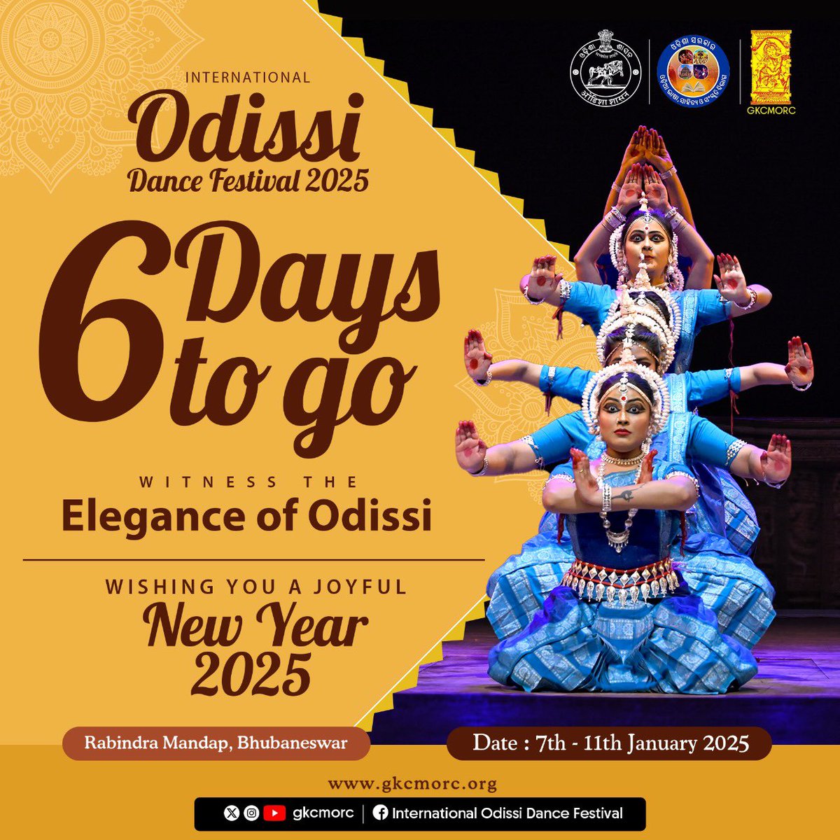 gkcmorc's tweet photo. 6 days to go! Start the New Year with grace and rhythm!
Happy New Year
#gkcmorc #odissi #odissidance #classicaldance #classicaldanceofindia #iodf2025 #iodf #odisha #odishaculture #odiaculture #odissivideo #odissidancevideo #international_odissi_dance_festival https://t.co/rateaP8SKp