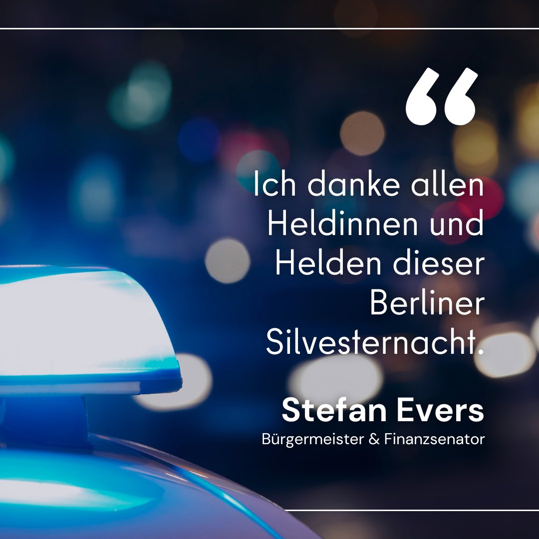 senfin's tweet photo. Finanzsenator @StefanEvers_Bln bedankt sich bei allen Heldinnen und Helden, die in der Silvesternacht mit ihrer Arbeit für Sicherheit, Gesundheit und das Funktionieren unserer Stadt gesorgt haben. 🎆💙 

Ein besonderer Dank gilt dem Team der @wasserbetriebe! 💪🚰 #Danke https://t.co/7SPYMzniRf
