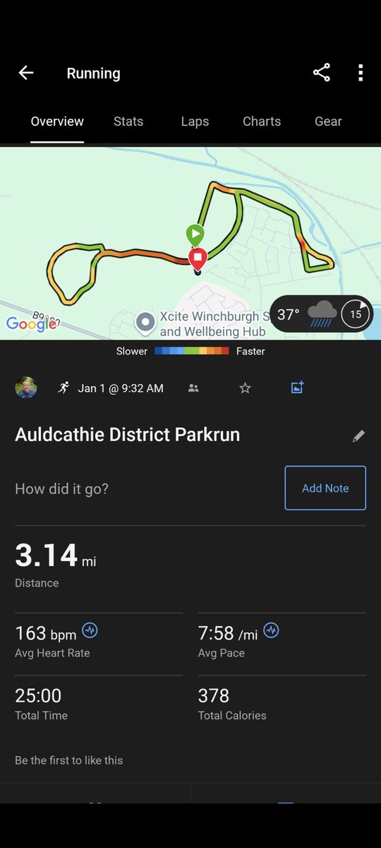 SStrath58072's tweet photo. Happy New Year! Kicked off 2025 with a trip to Auldcathie District Parkrun. First time running the new course, despite the freezing rain, sleet &amp; multiple puddles I really enjoyed it. The drive home in blizzard conditions was less fun (photo taken by my navigator). @RunComPod https://t.co/N56bkZu4ta