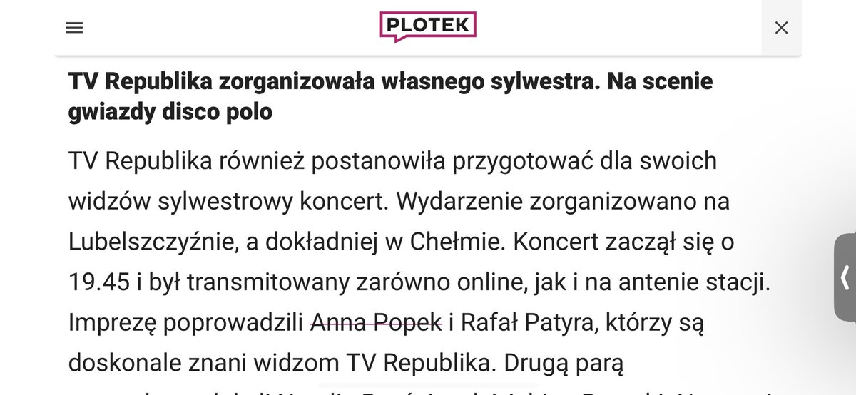 michalrachon's tweet photo. 😎W należącym do @gazetapl_news portalu #Plotek żałoba. #WystrzałowySylwester się nie podobał.

💥Na pewno bez związku ze startem prawicowej plotkarskiej konkurencji https://t.co/dEulks41PF https://t.co/Q2lpkWNu3K