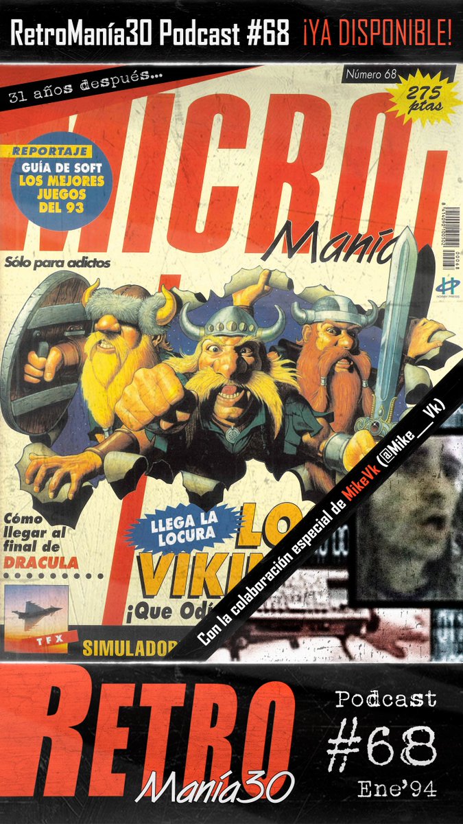 ¡Feliz 1994! (bueno, más o menos... XD). Empezamos el año a tope, con invitado de lujo. Este mes le damos caña a #MM68SE acompañados del gran MikeVk (<a href="/Mike___Vk/">MikeVk</a>). Vikingos, hockey, aviones, hechiceros, erizos, KameHames y mucho más, en el nuevo #RM30.

ivoox.com/retromania30-6…