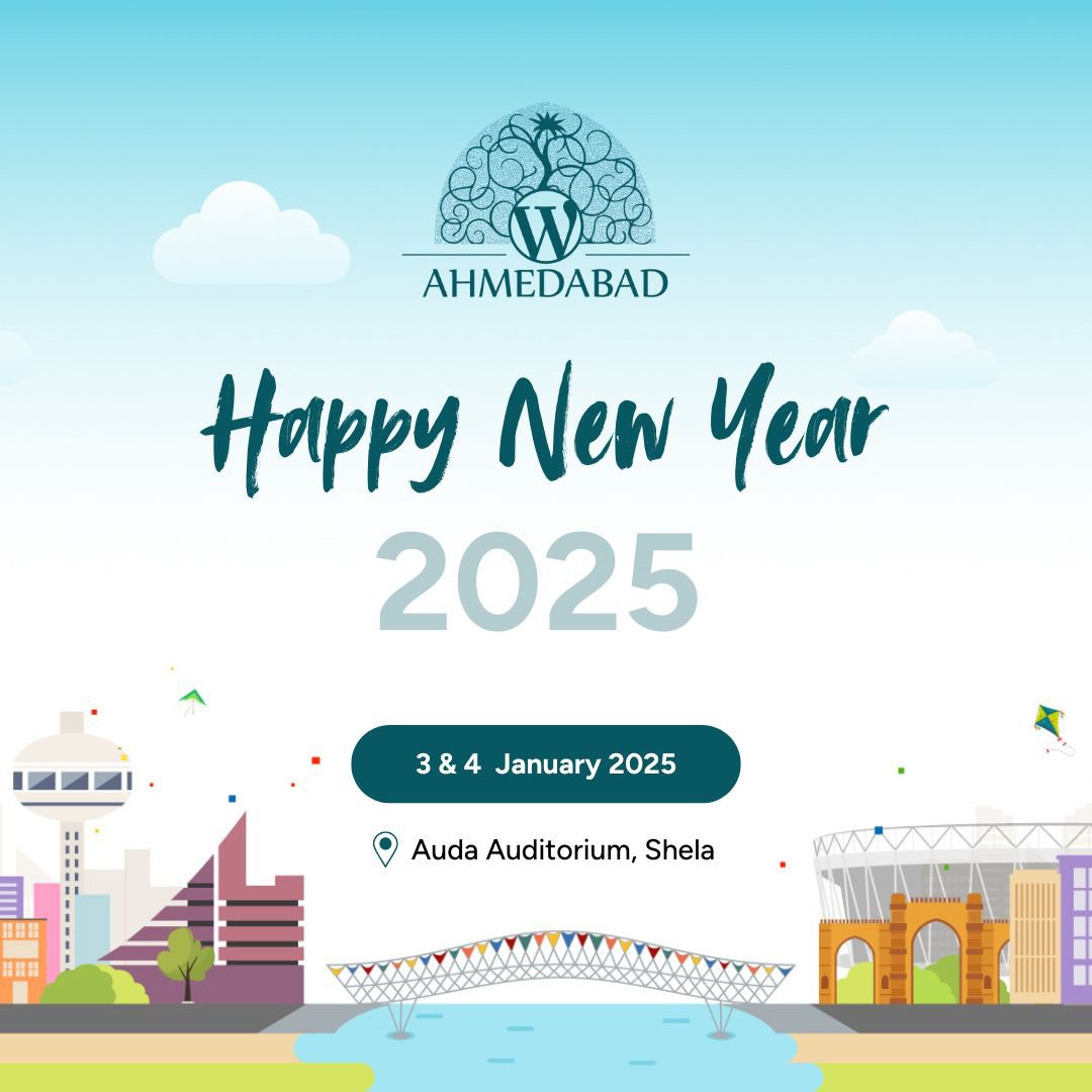 🎉 Wishing all our WordPress family a Happy New Year 2025! Here's to a year full of creativity, growth, and success! 🌟 

#WCAhmedabad #WordCamp #WordPress #HappyNewYear #WordPressCommunity