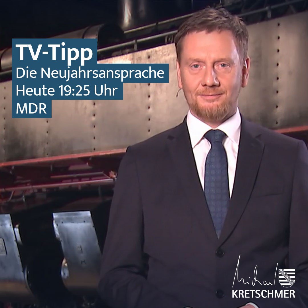 📺📌 TV Tipp: 
Heute (01. Januar) 19:25 Uhr die #Neujahrsansprache des Ministerpräsidenten im MDR (SK)