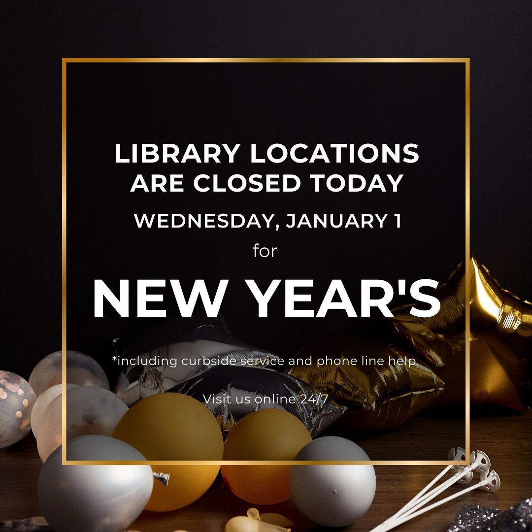 Are closed: 🇺🇸 Our locations are closed today, Wednesday, Jan. 1, for New Years. Access us 24/7 a chesterfield.gov/library