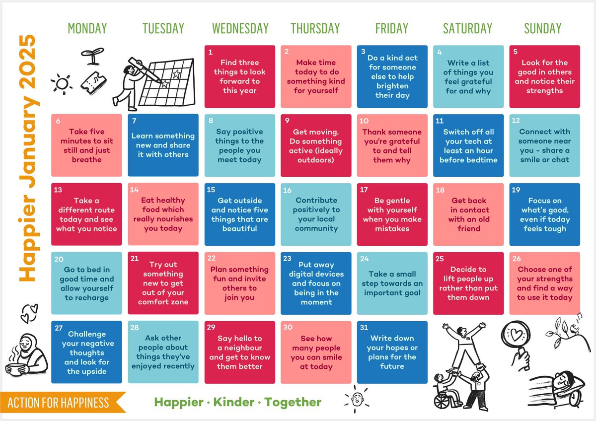 Happier January - Day 1: Find three things to look forward to this year actionforhappiness.org/happier-january #HappierJanuary
