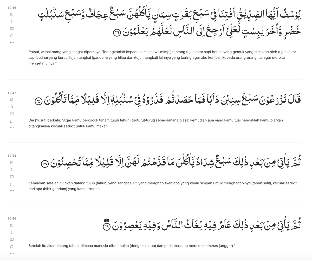 Gegara nonton "How the Economic Machine Works"-nya Ray Dalio saya jadi teringat QS. Yusuf (12): 46-49 

Pada intinya economic crisis dan economic boom adalah sebuah kepastian, yang digambarkan oleh Al-Qur'an sebagai 7 tahun musim panen dan 7 tahun musim paceklik