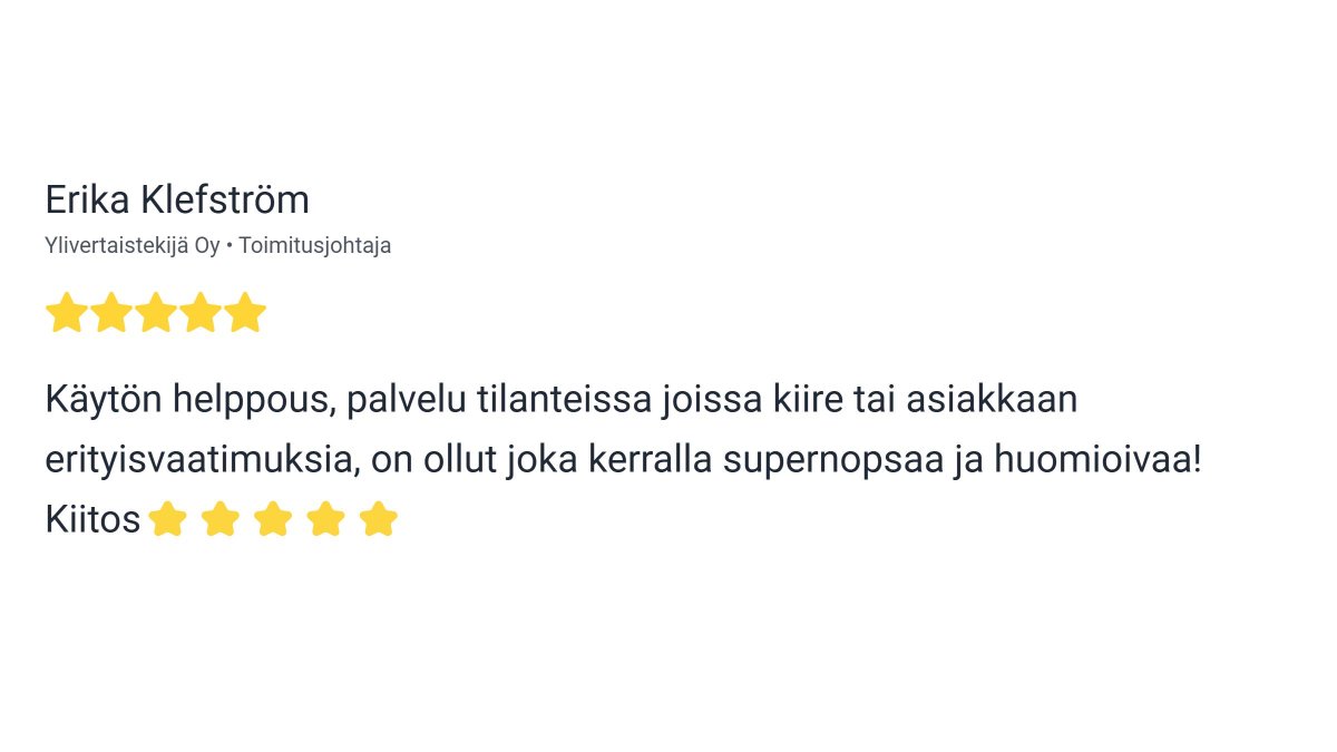 Katso mitä asiakkaamme meistä sanovat!

Lähde: Trustmary