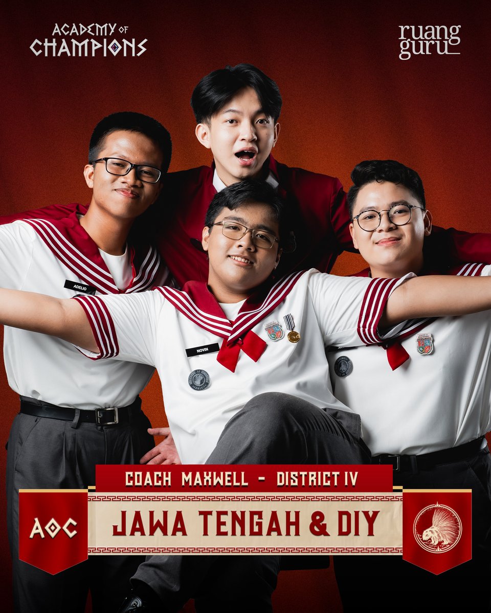 ruangguru's tweet photo. DISTRICT 4  (Jawa Tengah & DIY)  

Coach Maxwell
- ⁠Novin 
- ⁠Arya 
- ⁠Adelio  

WA Channel District 4: https://t.co/y63iunEKtB