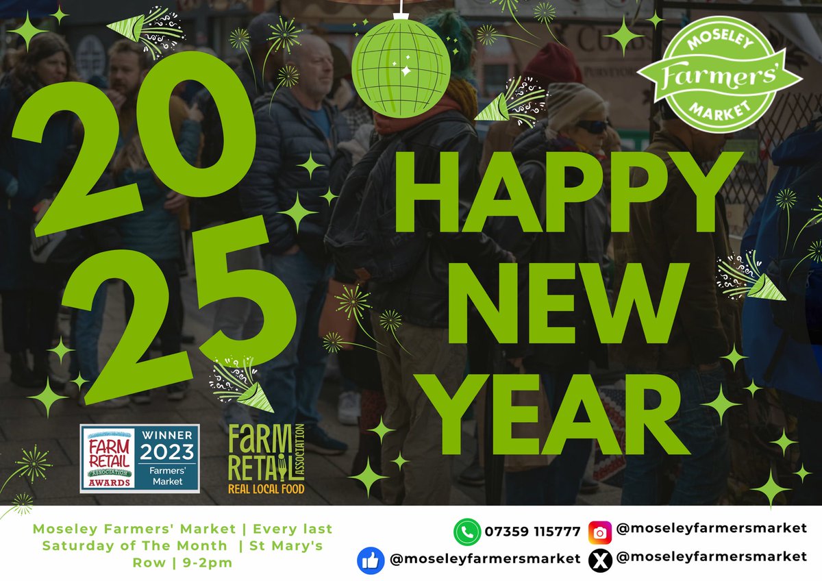 Happy New Year! 💫⁠

Let's raise a glass to a year full of joy, laughter, and magical market moments …including our 25th Birthday this year🥂✨🎁2️⃣5️⃣

Hello 2025! Wishing you a happy new year, from everyone at <a href="/MoseleyFarmMkt/">Moseley Farmers' Market</a>! 🥳🎉💚