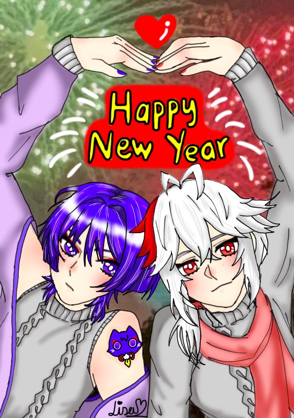 _Lisa_Fox's tweet image. Happy New Year!! 2025 🥳
May the new year bring health and happiness to all! 🍁☂️

#kazuscara #wanderer #kaedeharakazuha #scaramouche #kazuha #Genshinfanart
