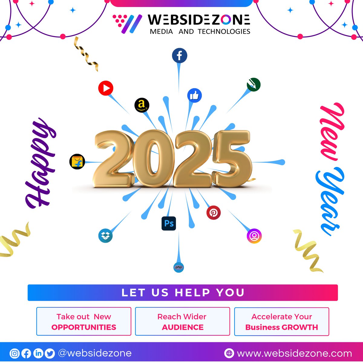 websidezone's tweet photo. A new year means new ways to grow together. We’re excited to help your business shine brighter than ever this year 🎊
. 
. 
. 
. 
. 
. 
. 
. 
. 
. 
#happynewyear2025 #newyear #newywar2025 #bestdigitalmarketingagency #webdevelopment #smo #seo #creativeagency  #websidezone https://t.co/NsPRftKX4O