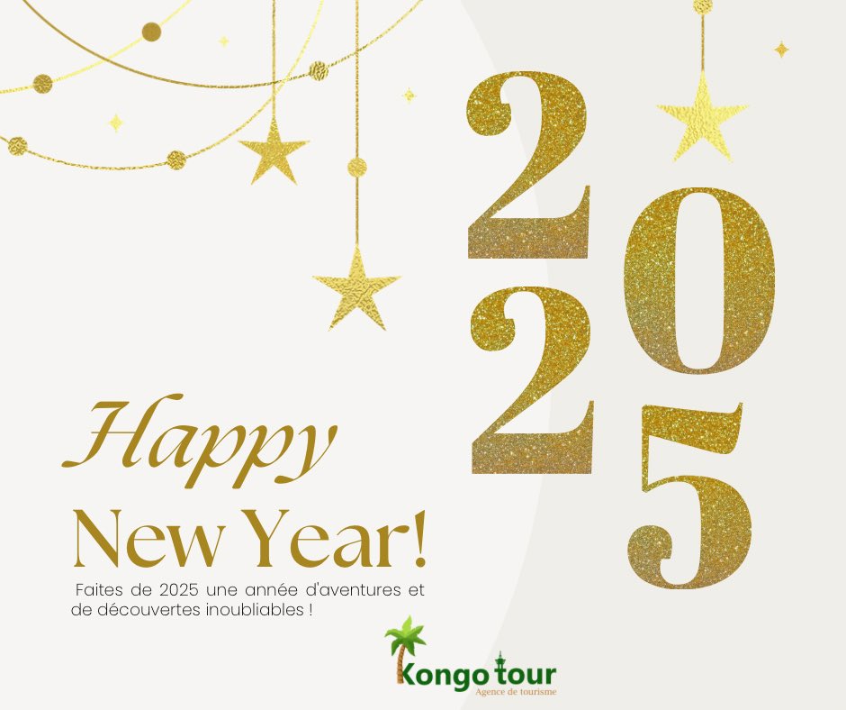 🎉🌍 Bonne année 2025 à tous ! 

Kongo Tour vous souhaite une année remplie de découvertes, d’aventures inoubliables et de moments de joie partagés avec vos proches. ✈️🏞️

Merci de nous faire confiance pour vos escapades et explorations à travers notre magnifique RDC. 

Ensemble,