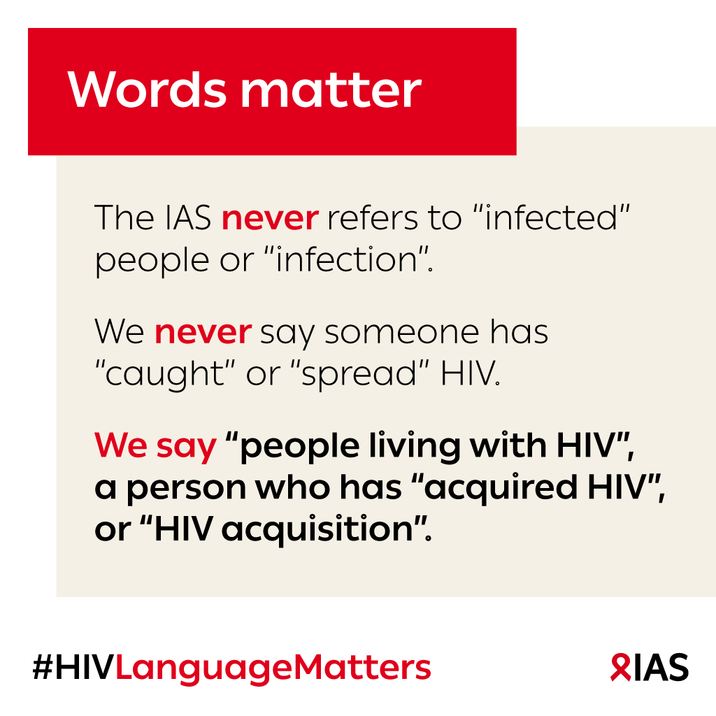 🎉 This new year, let's commit to #PutPeopleFirst in the language we use. Choose your words with care:
  
✅ "People living with HIV"
❌ "Infected people"

✅ "HIV acquisition"
❌ "Infection"

✅ "Acquired HIV"
❌ "Caught HIV"

🌐 Learn more and join us: iasociety.org/language-matte…