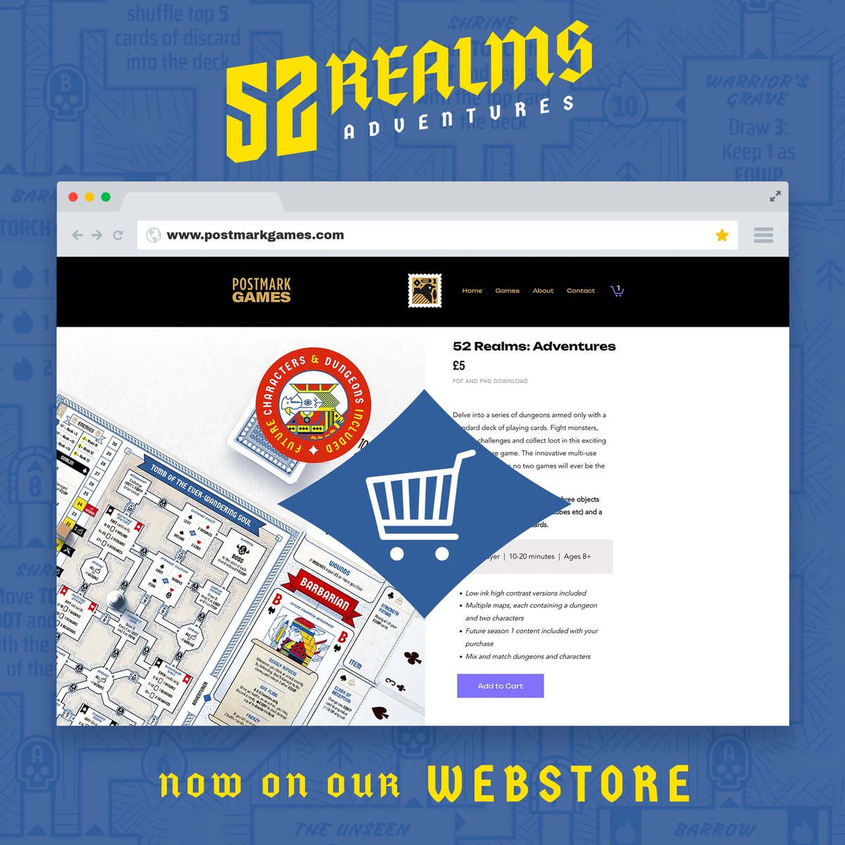 52 Realms: Adventures is now available to buy from our webstore! Get the first two dungeons, four characters and all future season 1 content for just £5/$6
postmarkgames.com/52-realms-adve…