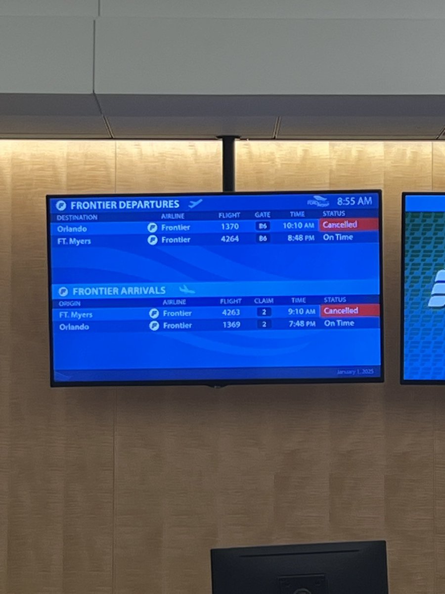 BrettScheide's tweet image. First and last time. I will never fly @FlyFrontier ever again. Inexplicably cancelled a flight to Orlando with ZERO communication ahead of time. Got all the way to the airport only to see the track board. Apparently there won’t be a gate agent until 6pm.