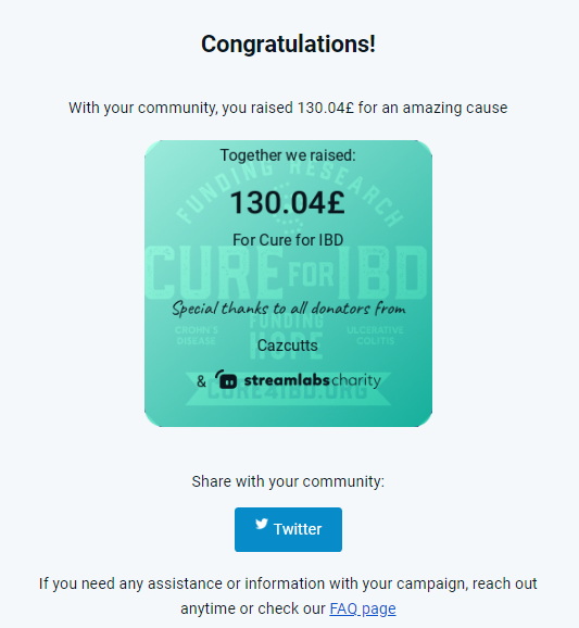 cazcutts's tweet photo. Thank you to everyone and anyone who has supported this campaign even just saying hi in my silly little streams has compounded into something rather awesome ♥️ https://t.co/A80tRyZoSS